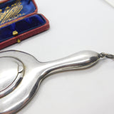 Sterling Silver Small Hand Mirror with Compact Back 1912 Birmingham Art Deco
