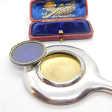 Sterling Silver Small Hand Mirror with Compact Back 1912 Birmingham Art Deco