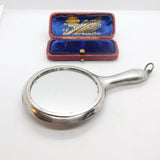 Sterling Silver Small Hand Mirror with Compact Back 1912 Birmingham Art Deco