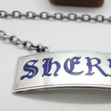 Sterling Silver & Blue Enamel Sherry Decanter Label 1960 Birmingham Vintage