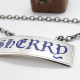 Sterling Silver & Blue Enamel Sherry Decanter Label 1960 Birmingham Vintage