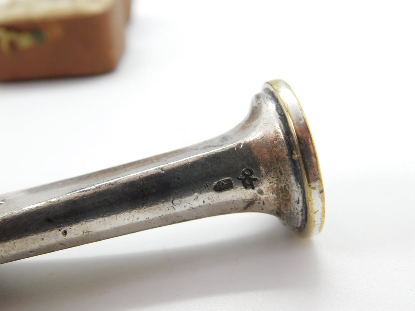 German Silver Plated Art Nouveau Armorial Crested Desk Seal Stamp c1880