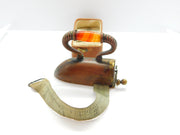 Victorian Copper Metal & Banded Agate Iron Shaped Novelty Tape Measure c1860