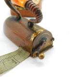 Victorian Copper Metal & Banded Agate Iron Shaped Novelty Tape Measure c1860