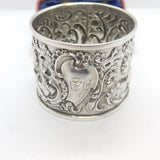 Victorian Aesthetic Sterling Silver Cherub Floral Napkin Ring 1891 Birmingham