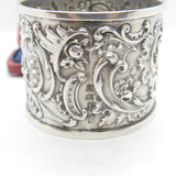 Victorian Aesthetic Sterling Silver Cherub Floral Napkin Ring 1891 Birmingham
