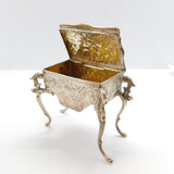 Victorian Dutch Sterling Silver Miniature Cherub Dolls House Table Ring Box c1880
