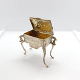 Victorian Dutch Sterling Silver Miniature Cherub Dolls House Table Ring Box c1880
