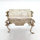 Victorian Dutch Sterling Silver Miniature Cherub Dolls House Table Ring Box c1880