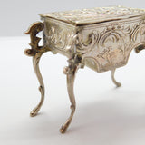 Victorian Dutch Sterling Silver Miniature Cherub Dolls House Table Ring Box c1880