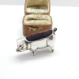 Sterling Silver Edwardian Style Pig Pin Cushion Vintage c1980