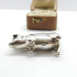Sterling Silver Edwardian Style Pig Pin Cushion Vintage c1980