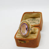 Victorian 9ct Gold, Seed Pearl & Amethyst Dress Ring Antique c1860 Size M UK