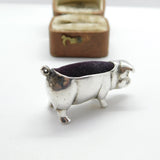 Sterling Silver Edwardian Style Pig Pin Cushion Vintage c1980