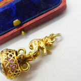 Sterling Silver Gilt & Faceted Amethyst Circus Elephant Fob Seal Pendant 1991