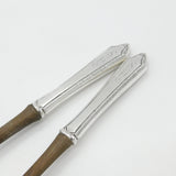 Set of Sterling Silver Handled & Olive Wood Salad Servers Antique c1920 Art Deco