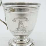 Sterling Silver Whisky Mug with Campbell of Colgrain Clan Crest 1961 Birmingham