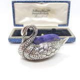 Sterling Silver Sitting Swan Pin Cushion Antique 1912 Birmingham Adie & Lovekin