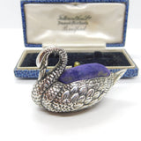 Sterling Silver Sitting Swan Pin Cushion Antique 1912 Birmingham Adie & Lovekin