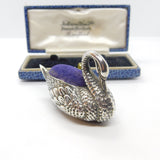 Sterling Silver Sitting Swan Pin Cushion Antique 1912 Birmingham Adie & Lovekin