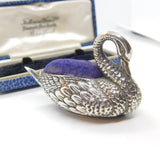 Sterling Silver Sitting Swan Pin Cushion Antique 1912 Birmingham Adie & Lovekin