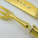 Sterling Silver Gilt & Mother of Pearl Fish Cutlery Set Antique 1930 London