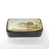 Early Victorian Papier Mache Raunchy Chicken Scene Snuff Box Antique c1840