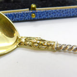 Victorian Sterling Silver Gilt 16th Century Style Tea Caddy Spoon Antique 1875 London