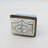 Victorian Bilston Enamel Patch Box 'Let Virtue be your Guide' Antique c1900