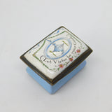 Victorian Bilston Enamel Patch Box 'Let Virtue be your Guide' Antique c1900