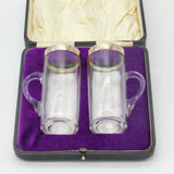 Victorian Pair of Sterling Silver Gilt & Glass Toddy Mugs Boxed 1873 Birmingham