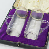 Victorian Pair of Sterling Silver Gilt & Glass Toddy Mugs Boxed 1873 Birmingham