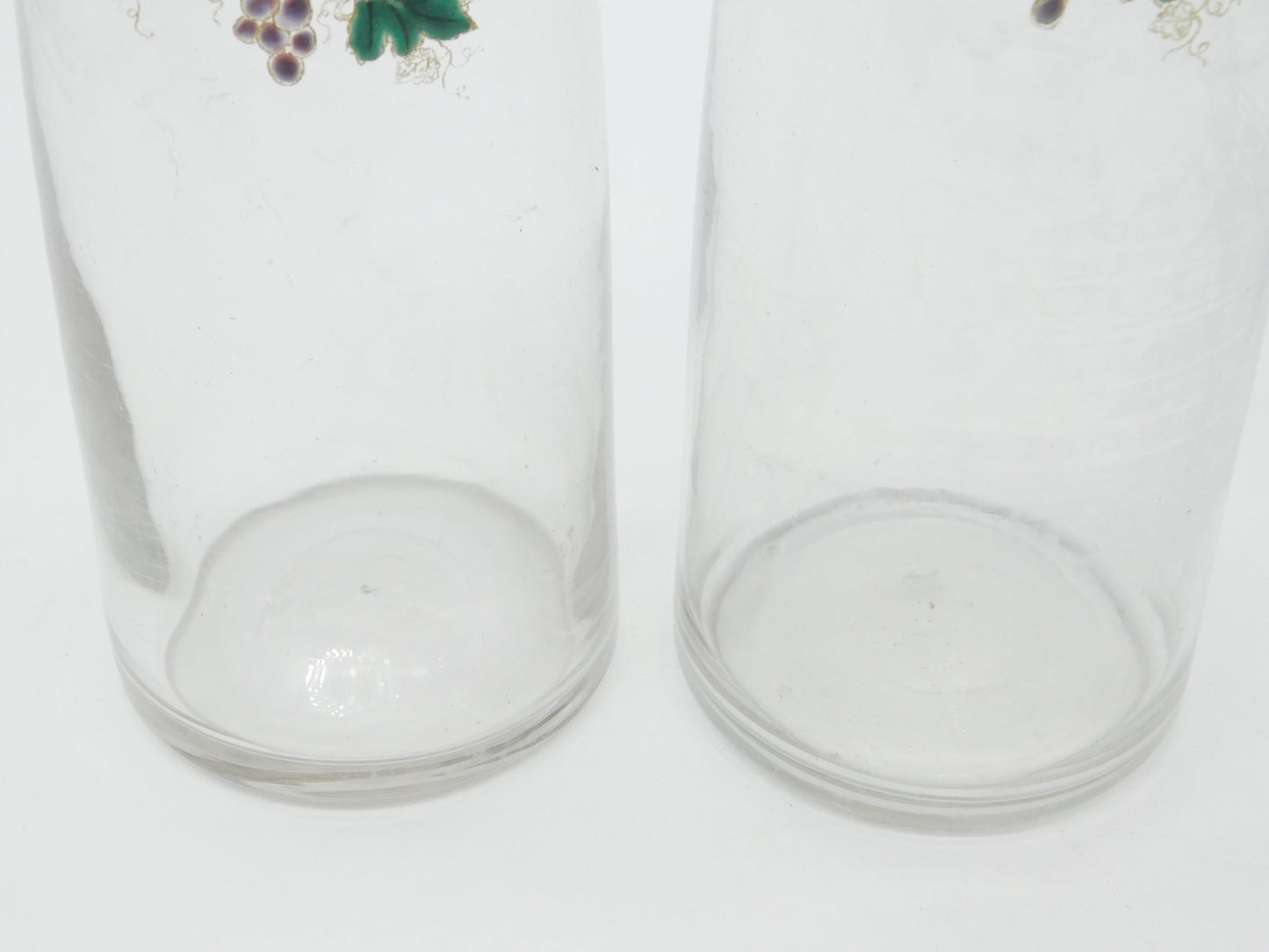 French Pair of Victorian Glass & Enamel 'Fine Champagne' & 'Anisette' Carafes