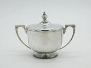 Sterling Silver Lidded Sugar Bowl Antique 1942 London Mappin & Webb Art Deco