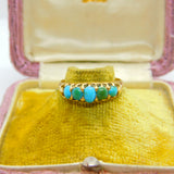 Victorian 18ct Gold & Five-Stone Turquoise Boat Ring 1871 Birmingham Antique