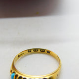 Victorian 18ct Gold & Five-Stone Turquoise Boat Ring 1871 Birmingham Antique