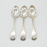 Set of 3 Georgian Scottish Sterling Silver Table Spoons Antique 1820 Edinburgh
