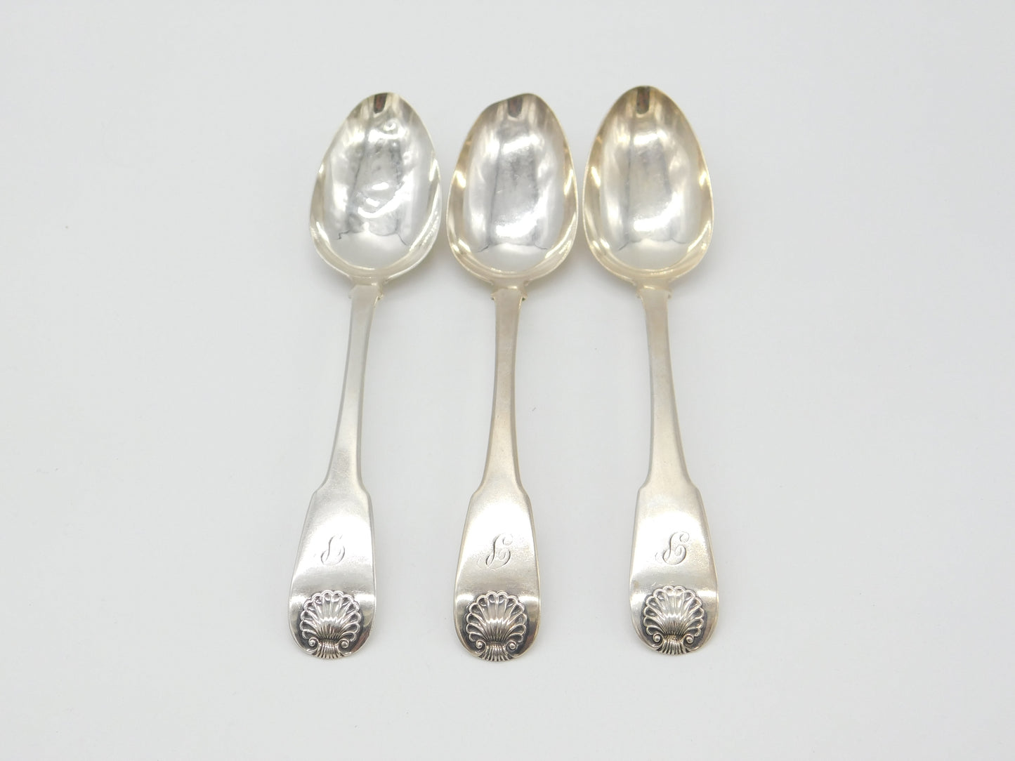 Set of 3 Georgian Scottish Sterling Silver Table Spoons Antique 1820 Edinburgh