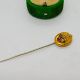 Victorian 18ct Gold Garnet & Diamond Etruscan Style Stick Pin Antique c1860
