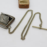 Silver Plated Propelling Pocket Watch on Albert Watch Chain Antique c1920