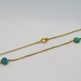 Victorian 9ct Yellow Gold & Raw Turquoise Set Cable Necklace Antique c1880