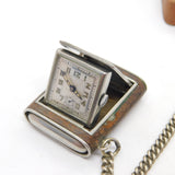 Silver Plated Propelling Pocket Watch on Albert Watch Chain Antique c1920