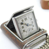 Silver Plated Propelling Pocket Watch on Albert Watch Chain Antique c1920