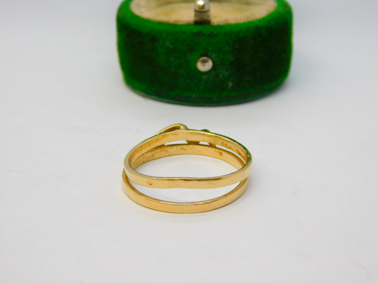 14ct Yellow Gold & Diamond Double Band Snake Pattern Ring Vintage c1980