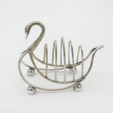 Silver Plated Novelty Swan Form Four Part Toast Rack Antique c1920 Art Deco EPNS