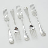 Set Of Five Victorian Sterling Silver Dragon Crest Table Forks Antique 1886
