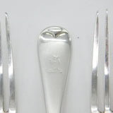Set Of Five Victorian Sterling Silver Dragon Crest Table Forks Antique 1886