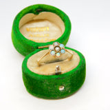 Victorian 9ct Gold, Opal & Seed Pearl Floral Dress Ring Antique c1890