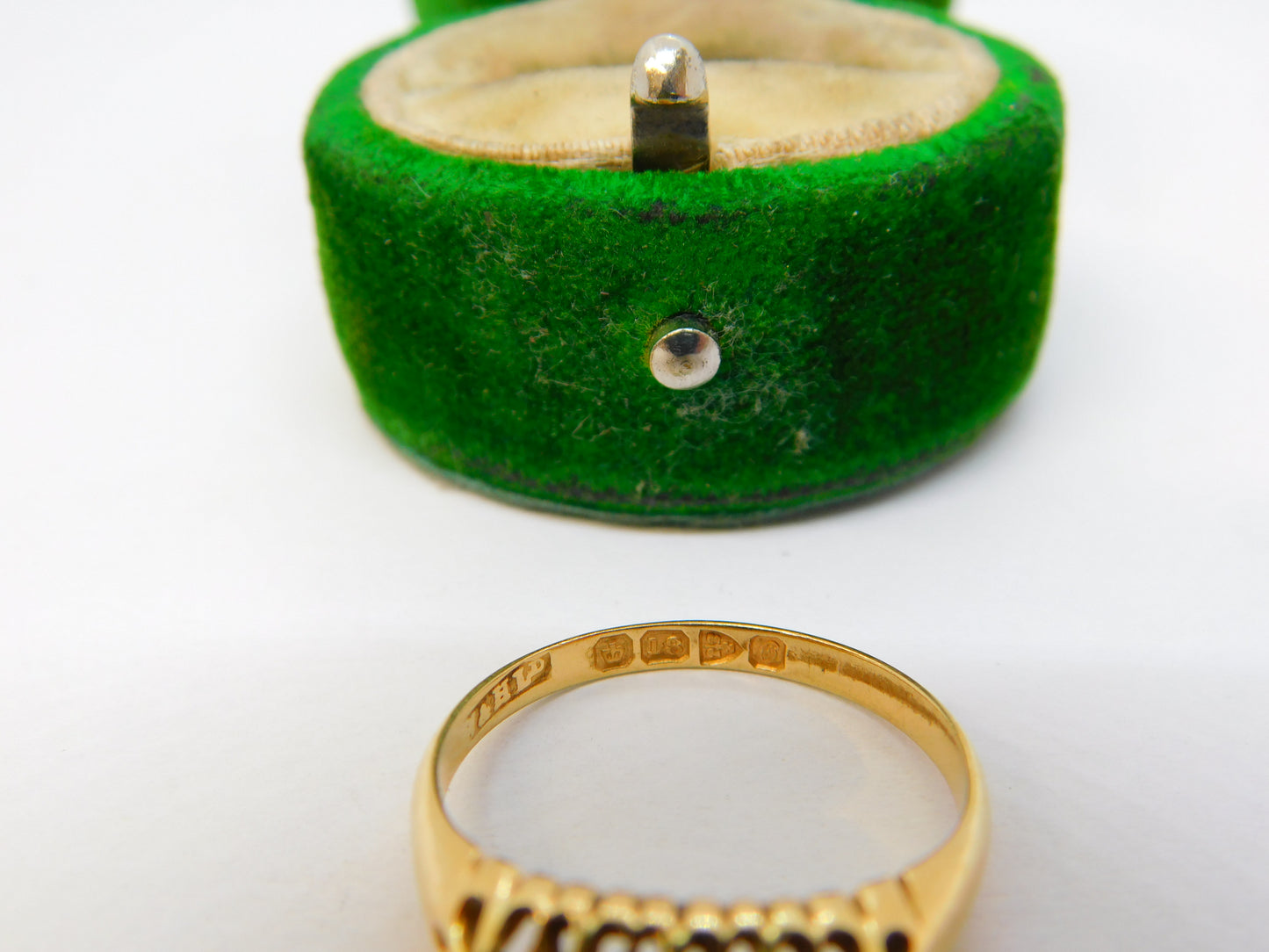 Edwardian 18ct Gold, Sapphire & Diamond Boat Ring Antique 1903 Chester