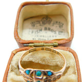 Victorian 9ct Yellow Gold, Turquoise & Seed Pearl Dress Ring 1877 Birmingham